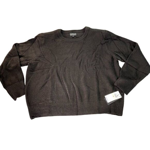 Danielle Bernstein Black‎ Crewneck Cropped Sweater Sz 2X NEW - Picture 1 of 6